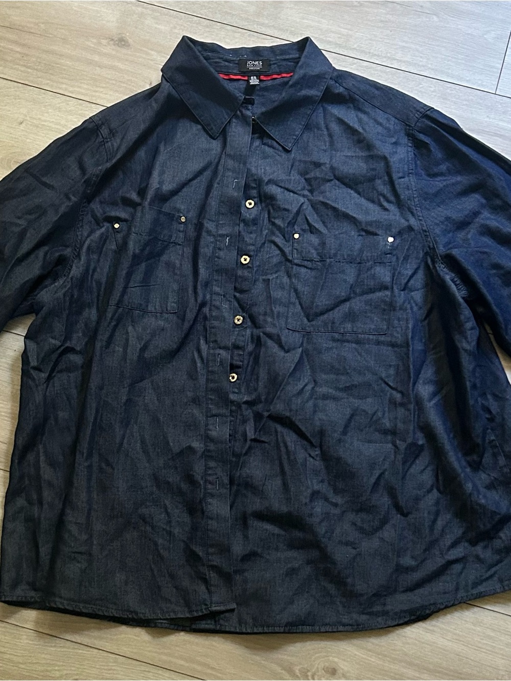 Jones New York Men’s Dark Blue Denim Button-Front Shirt Jacket